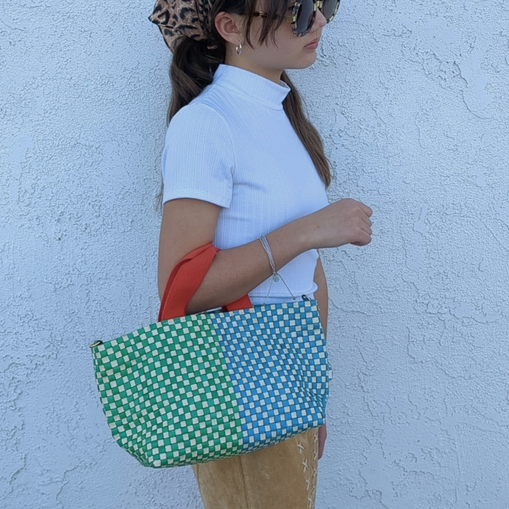 Clare V leather woven small tote bag purse